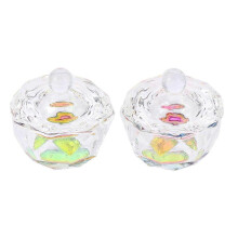 Potes para imersão de unhas com tampas, recipiente de vidro para misturar líquido acrílico para unhas, formato octogonal, 2 unidades.