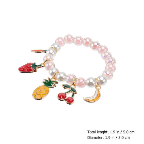Pulseiras infantis com pingentes de pérolas artificiais, cores sortidas, pacote com 2 unidades. 1