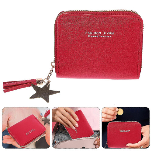 Portafoglio piccolo con cerniera per donna per carte e monete, mini borsa, 2 pezzi 2