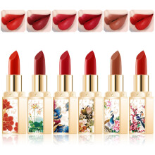 Matte Lipstick Set 6 Colors Dark Red Chinese Style Long Lasting Waterproof Non Stick Cup