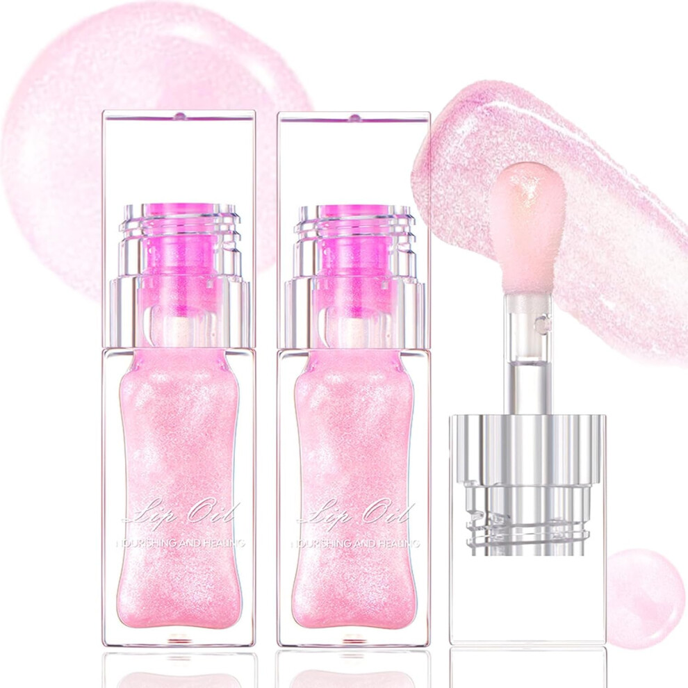 Pink Color Changing Lip Gloss And Hydrating Lip Oil Set 2 Pack Shimmery Long Lasting Shine Finish