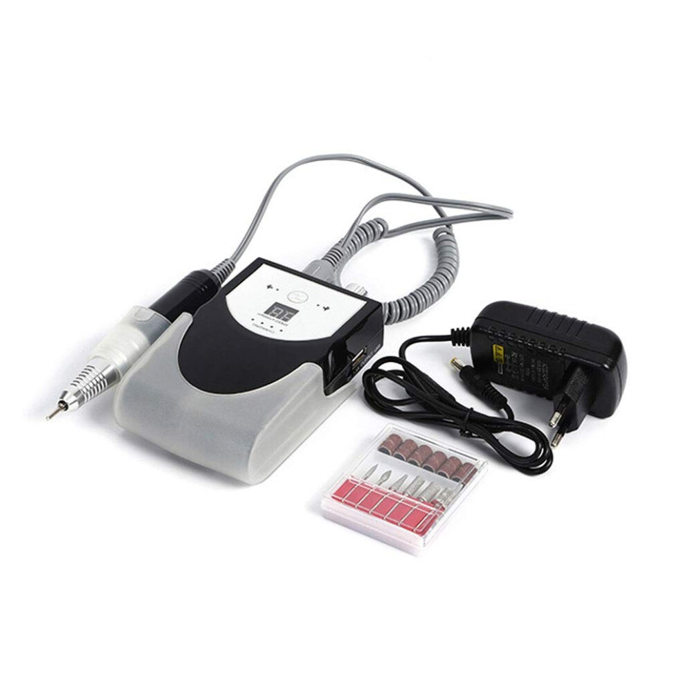 Black Electric Nail Drill 30000 Rpm Rechargeable 6000Mah Acrylic Remover For Manicure Pedicure