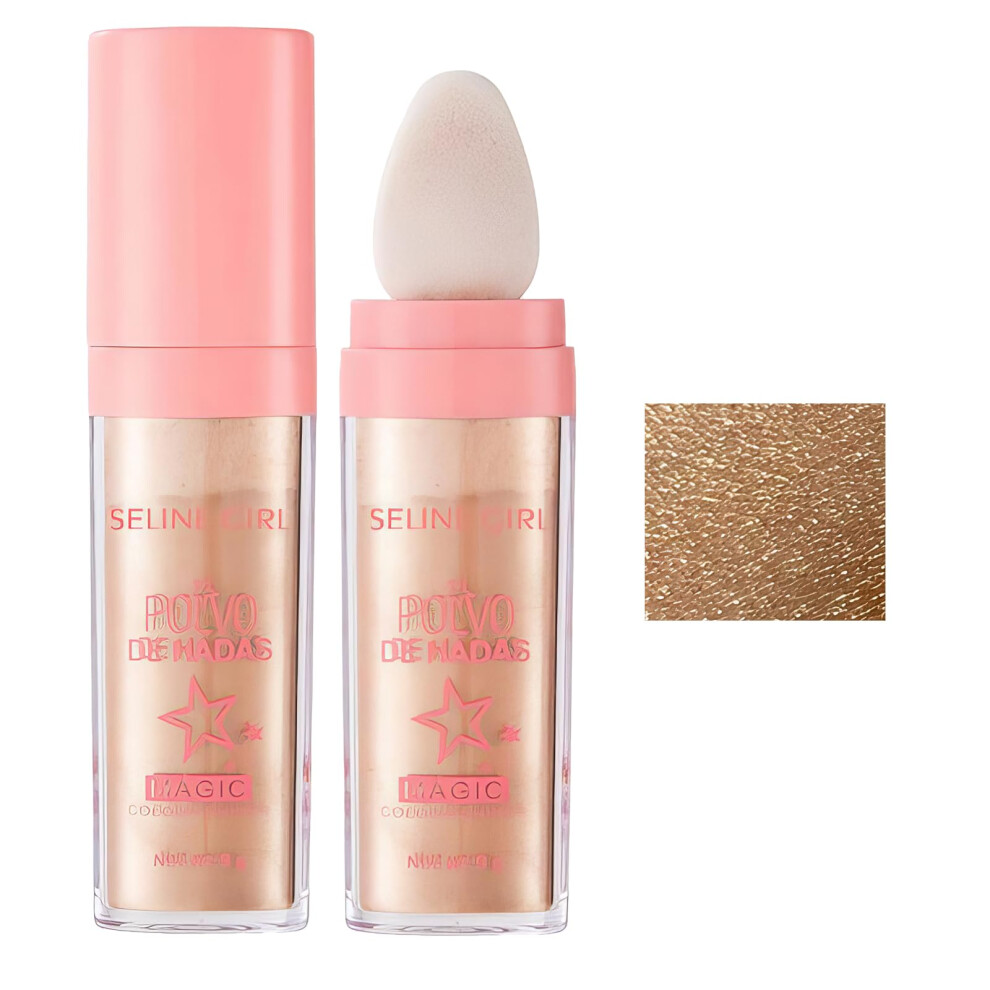 Highlighter Stick with Shimmer Glitter Puff for Face and Body Festival Halloween Makeup