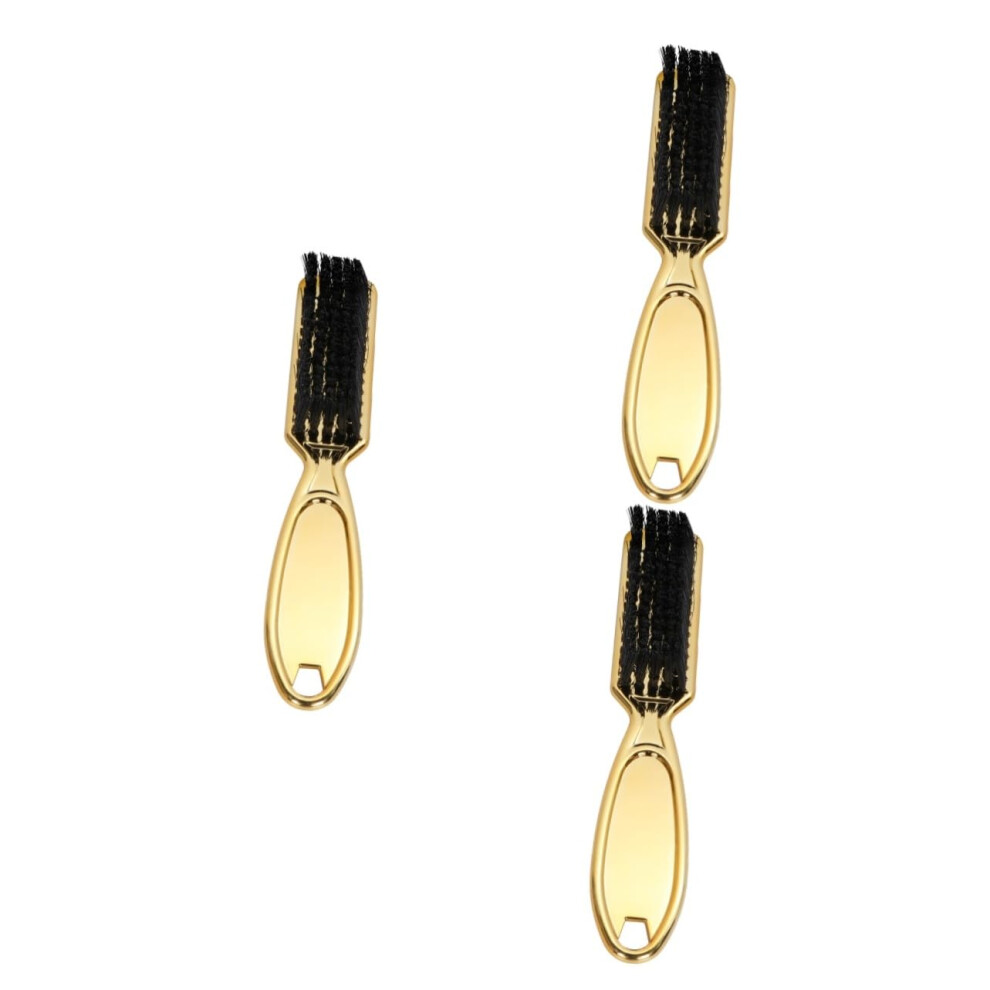 Men's Hair Styling Brush Set with Ergonomic Golden Handle for Quick Barber Grooming 3pcs