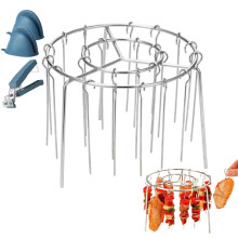 Stainless Steel Air Fryer Skewer Rack with 24 Skewers, Vertical Kabob Stand for Even Cooking