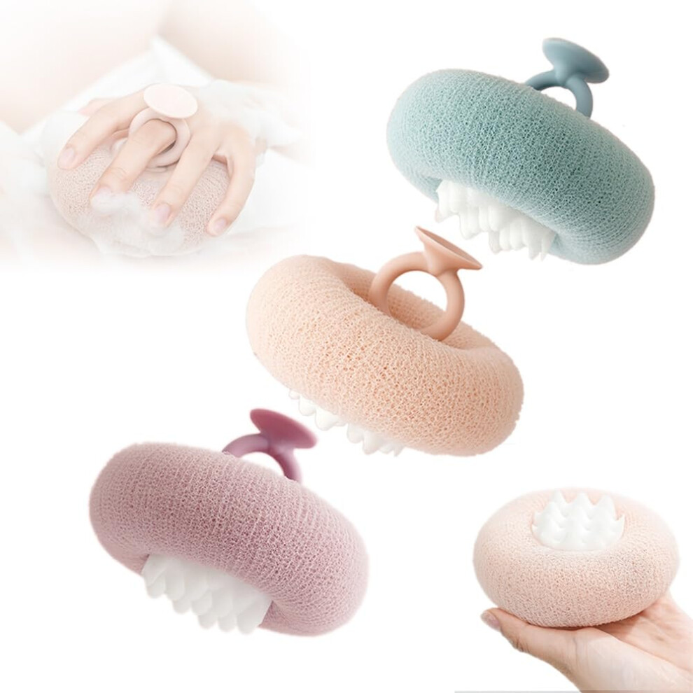 4PCS Sunflower Bath Sponge with Suction Cup, Super Soft Shower Loofah for Gentle Exfoliation