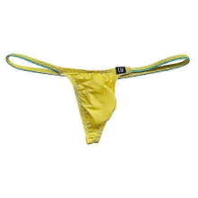 (Yellow, M(27-30inch)) Mens Ice Silk Thong Mini Micro Bikini G-string Swim Tanga Underpant Low Rise Male Sexy Beachwear Sunbath T-back Panty Underwear
