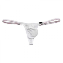 (White, M(27-30inch)) Mens Ice Silk Thong Mini Micro Bikini G-string Swim Tanga Underpant Low Rise Male Sexy Beachwear Sunbath T-back Panty Underwear