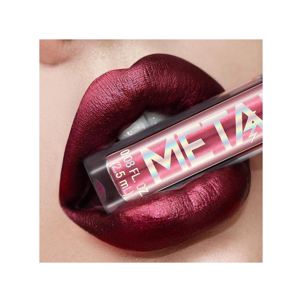 Metallic Liquid Lipstick Set with Long Lasting Hydrating Gloss, NonTransfer Chili Mauve 02