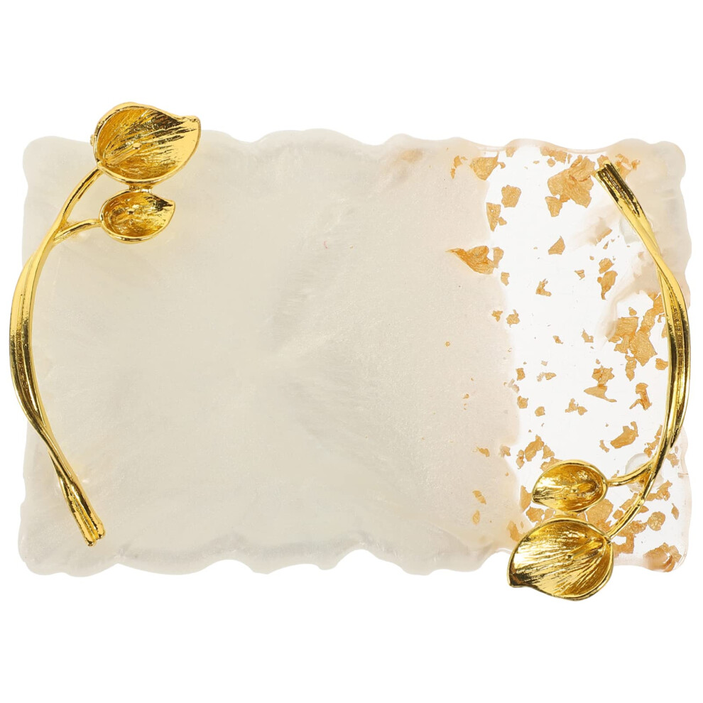 Nail Art Palette Resin Tray with NonSlip Base White Copper Plating for Gel and Acrylic