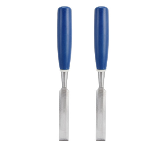 Ensemble de 2 ciseaux à bois - 1 po - poignée bleue - plat/rainure 1