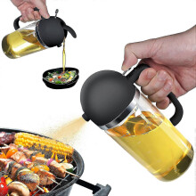(Black) Oil Sprayer For Cooking 2 In 1 Oil Dispenser Oil Spray Bottle For Cooking, Kitchen 500ml