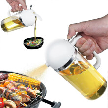 (White) Oil Sprayer For Cooking 2 In 1 Oil Dispenser Oil Spray Bottle For Cooking, Kitchen 500ml