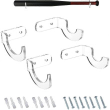 2 Pairs Of Acrylic Baseball Bat Stands, Clear Baseball Bat Display Stand, Lightsaber Wall Mounts,, Clear Bat Stands with Baseball Screws
