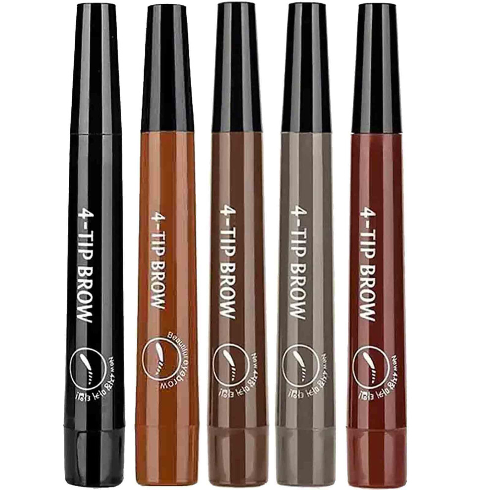 Waterproof 4Tip Microblading Eyebrow Pencil, LongLasting SmudgeProof Brow Pen, 5 Colors