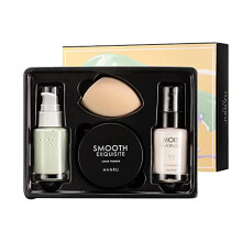 Makeup Kit 4in1 Beginner Set with Primer Foundation Powder Sponge, Safe Hypoallergenic Gift for Girls