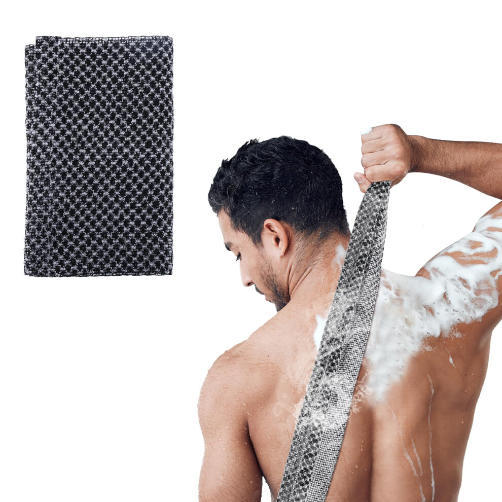 Black Back Scrubber Long Nylon Towel For Shower Full Back Coverage Gentle Exfoliating African Net Washcloth