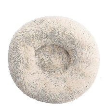 (L 60CM, Beige Brown) Round Plush Pet Bed Donut Mand Dog Accessories For Large Dogs Cat's House Winter Warm Small Medium Puppy Animal Mattress