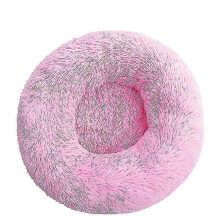 (L 60CM, Red Pink) Round Plush Pet Bed Donut Mand Dog Accessories For Large Dogs Cat's House Winter Warm Small Medium Puppy Animal Mattress