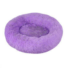 (L 60CM, purple) Round Plush Pet Bed Donut Mand Dog Accessories For Large Dogs Cat's House Winter Warm Small Medium Puppy Animal Mattress