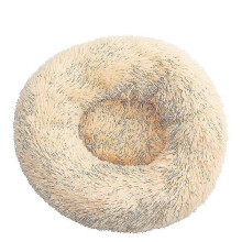 (L 60CM, apricot) Round Plush Pet Bed Donut Mand Dog Accessories For Large Dogs Cat's House Winter Warm Small Medium Puppy Animal Mattress
