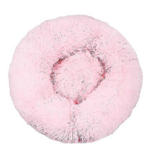 (M 50CM, clear pink) Round Plush Pet Bed Donut Mand Dog Accessories For Large Dogs Cat's House Winter Warm Small Medium Puppy Animal Mattress