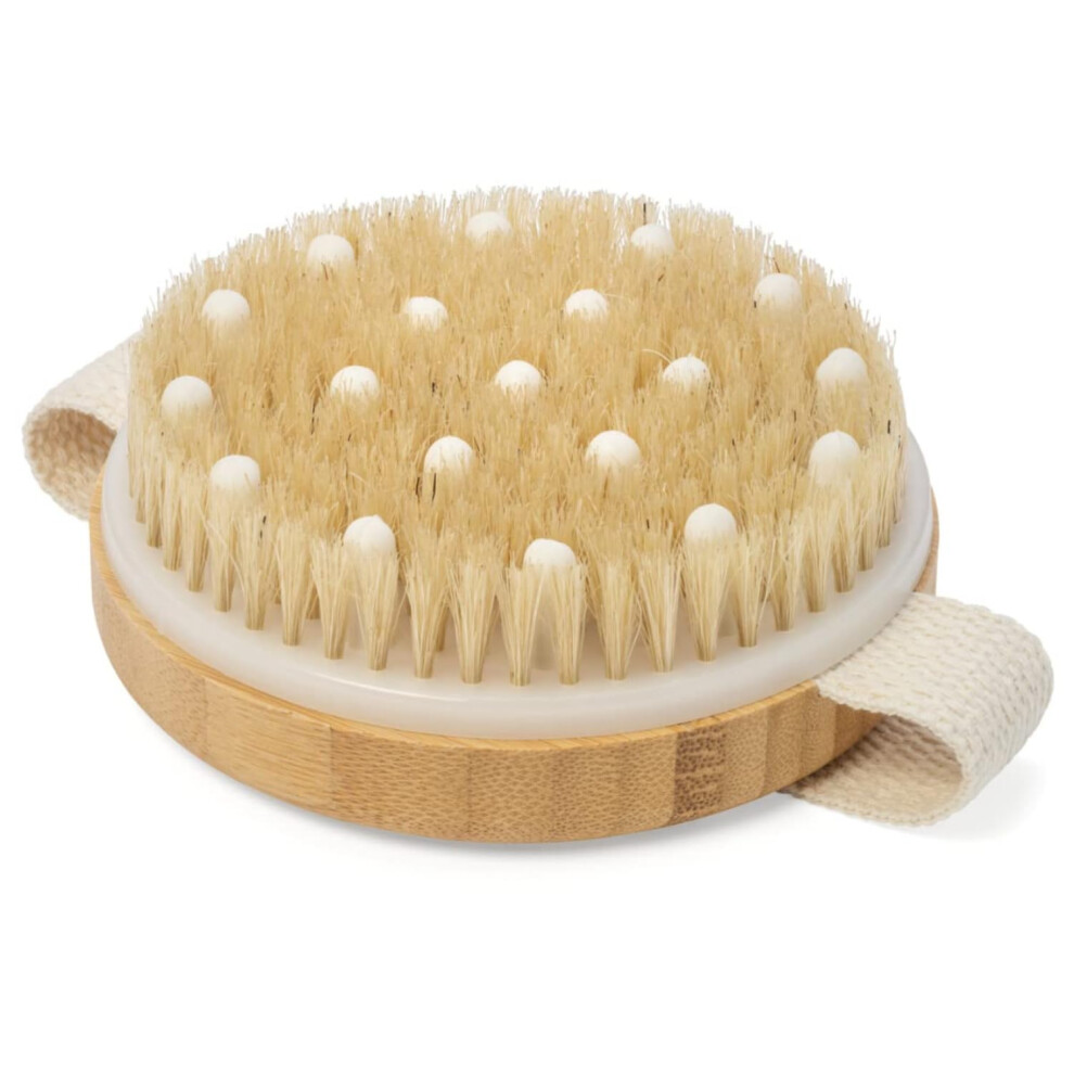 Dry Body Brush Dual Set with Natural Boar Bristles for Exfoliation, Circulation and Cellulite Care