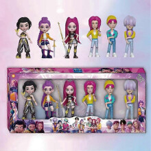(6pcs Mix A)6Pcs Kpop Demon Hunters Action Figure Toy Derpy Tiger Rumi Mira Zoey Sussy Figurine Doll Anime Collection Gift