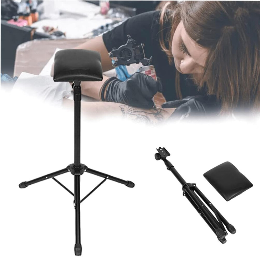 Adjustable Height Tattoo Armrest and Leg Rest with PU Leather Cushion, Tripod Base, HeavyDuty Frame