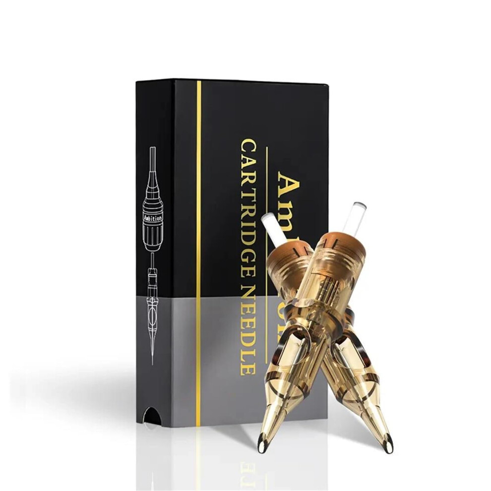Brown Tattoo Cartridge Needles Mix 0.35Mm Round Liner And Magnum, Sterile Safety Membrane, Universal Pen Compatible
