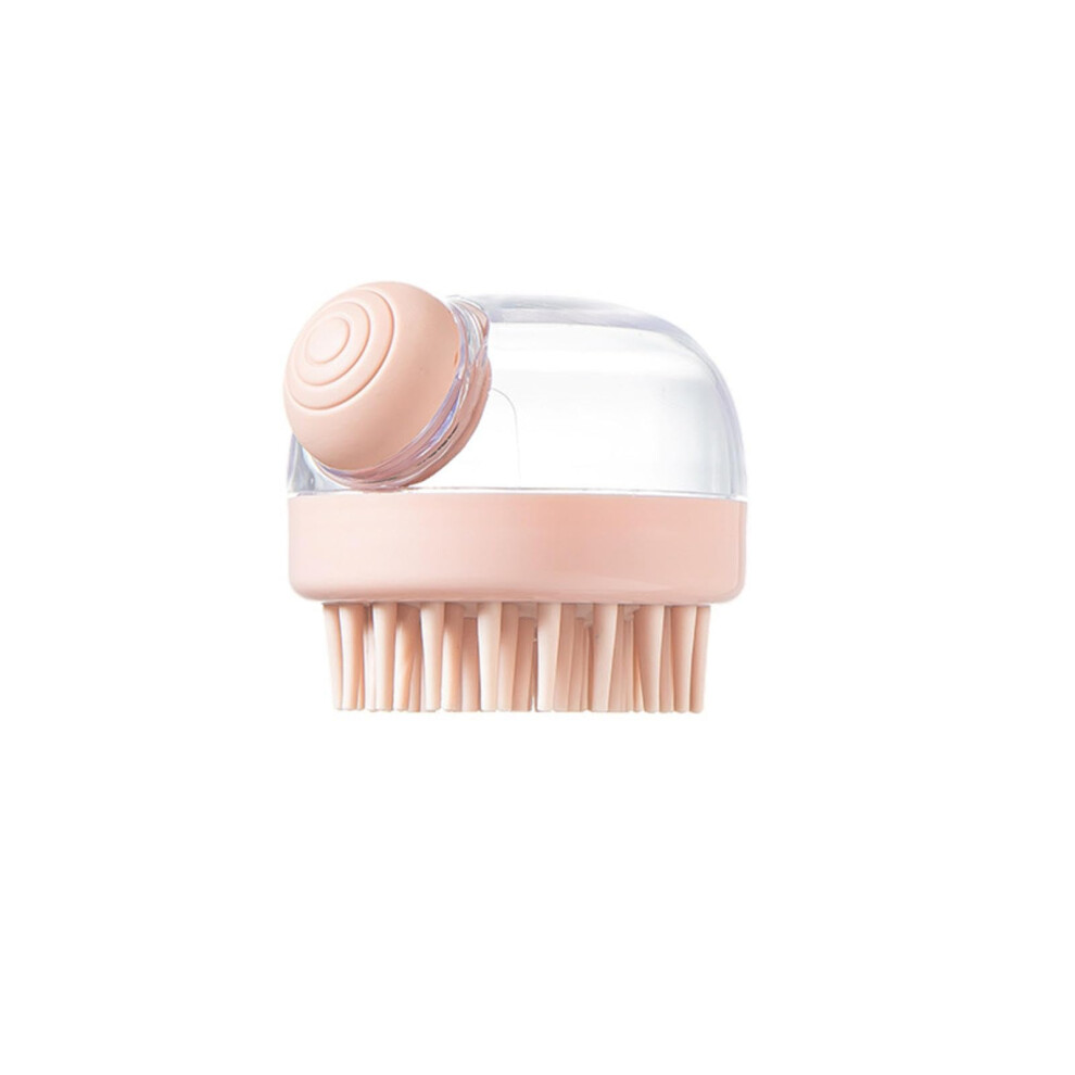 Pink Scalp Massage Shampoo Brush With Liquid Dispensing Silicone Bristles For Hair And Pet Grooming,