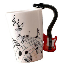 (Red) Ceramic Coffee Mug With Guitar Handle