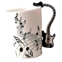 (Black) Ceramic Coffee Mug With Guitar Handle