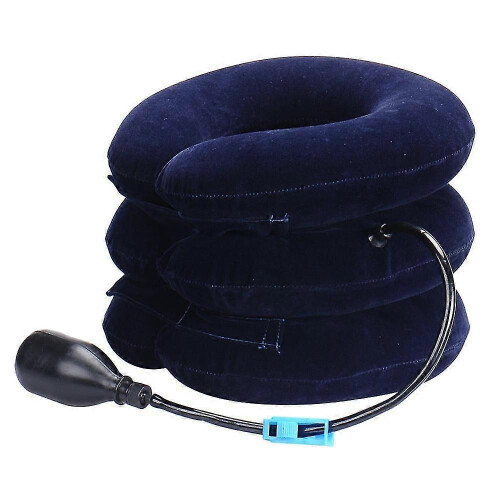 (blue) Cervical Neck Traction Device Inflatable Adjustable Neck Stretcher