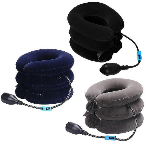 (grey) Cervical Neck Traction Device Inflatable Adjustable Neck Stretcher 2