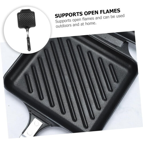 Non Stick Double Sided Sandwich Maker Pan with Ergonomic Handle for Toast Eggs Breakfast Cooking 2