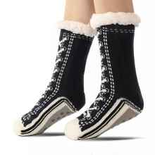 (Black)Ultra-thick Cashmere Slipper Home Socks,Slipper Socks With Non Slip Slipper