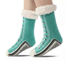 (Bule)Ultra-thick Cashmere Slipper Home Socks,Slipper Socks With Non Slip Slipper
