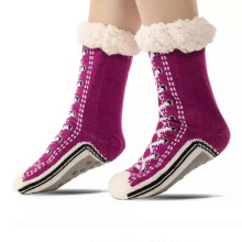 (Purple)Ultra-thick Cashmere Slipper Home Socks,Slipper Socks With Non Slip Slipper