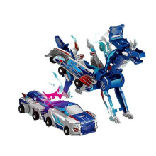 (Bule) Magic Transformation Super Combination Car Toy 2 in 1 Kids Magnetic Collision Transforming Car Diy T