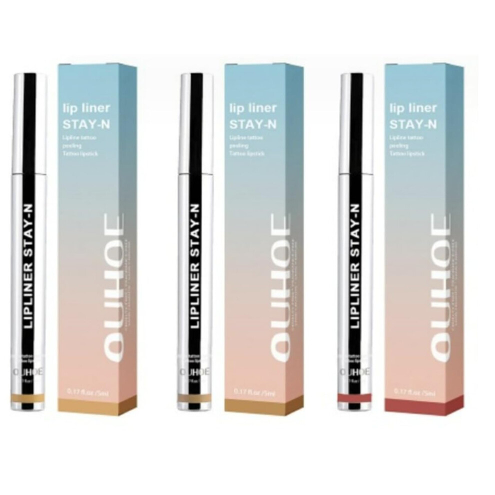 Lip Stain and Waterproof Lip Liner Set, LongLasting Peel Off Formula,  Pigmented 3Piece
