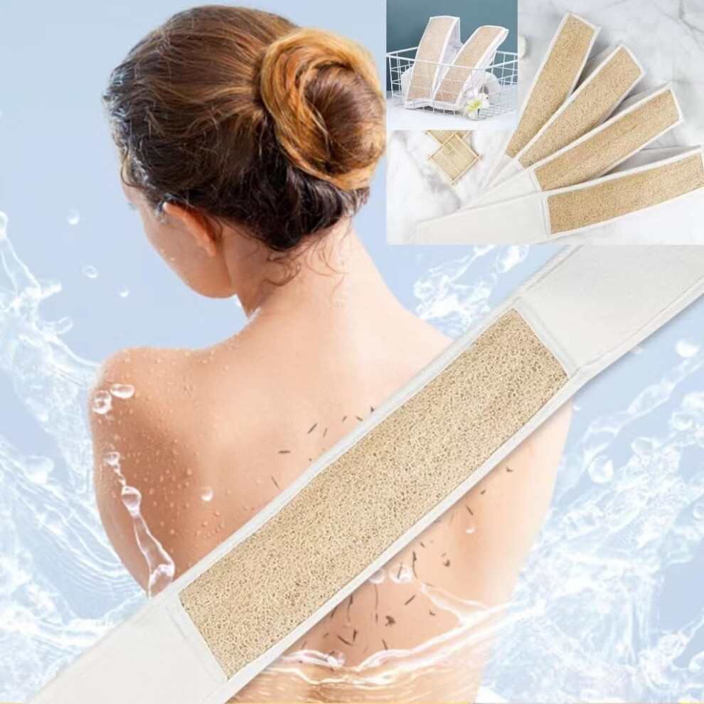 Exfoliating Bath Towel Set, DoubleSided Loofah and Cotton Back Scrubber, 70cm Long, 6 Pack