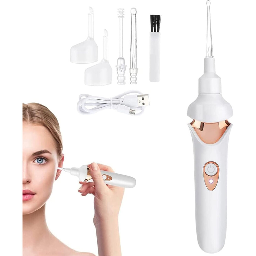 Electric Ear Wax Removal Tool with LED Light, Gentle Vacuum Ear Cleaner for Adults and Kids, White