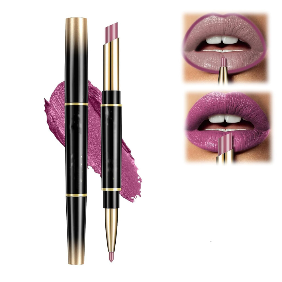 Matte Waterproof Lipstick and Dual Ended Lip Liner Set, Long Lasting Smudge Proof 02# Red, 2PCS