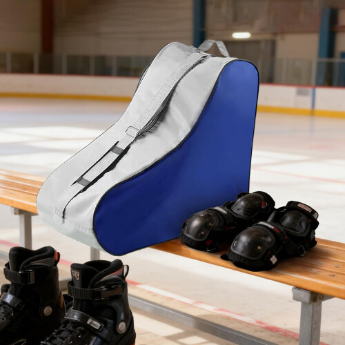 Ice Skating Bag Large Adjustable Roller Skate Backpack With Zipper For Shoes Blue 1
