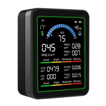 10in1 Indoor Air Quality Monitor With Carbon Dioxide Detection PM2.5 Tester And Temperature Humidity Sensor Black