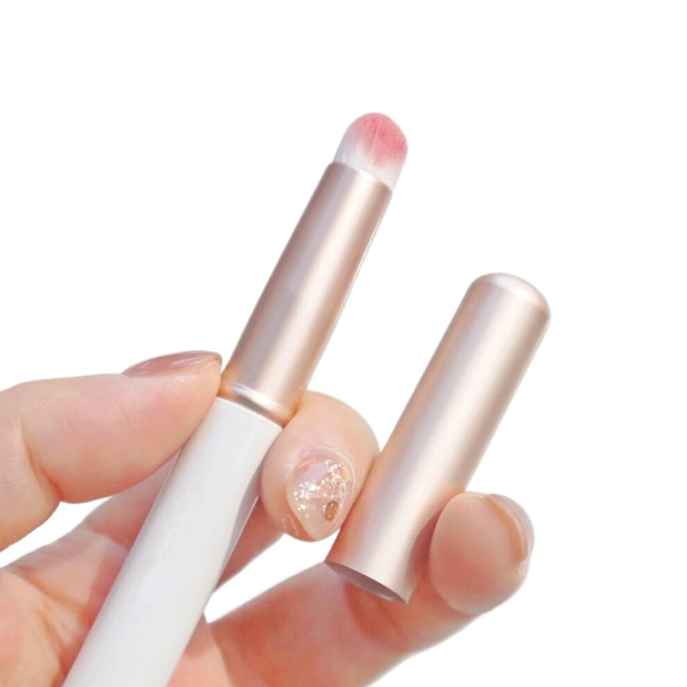 Lip Brush with Cap for Precision Application, Soft Synthetic Bristles, Travel Size Wooden Handle