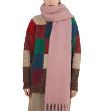 Large scarf colorful plaid oversized scarf tassel soft and gentle autumn and winter thickened scarf women's warm shawl grass pink