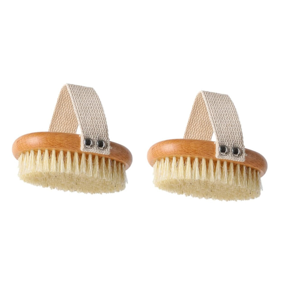 2pcs Natural Boar Bristle Body Brush for Wet and Dry Brushing Exfoliating and Deep Skin Cleansing
