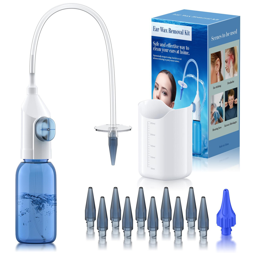 Blue Ear Wax Removal Kit Manual Ear Irrigation With Basin And 10 Tips For Gentle Safe Home Ear Care